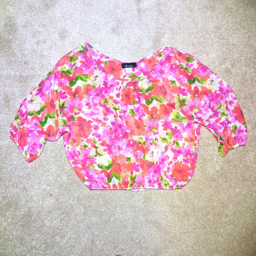 Urban Rose Floral Print Sheer Top / Sheer Floral Blouse